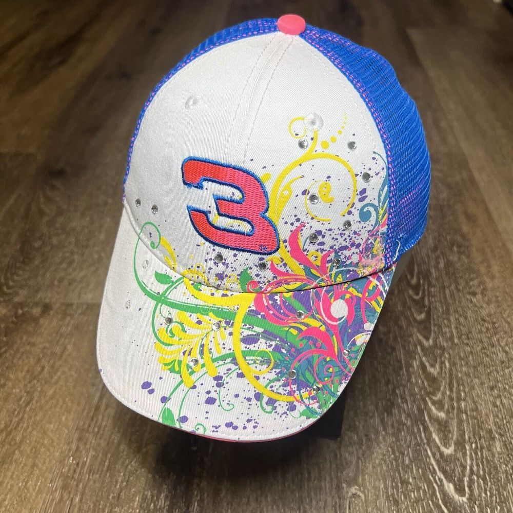 Nascar Austin Dillon Hat White Pink Rhinestone Bedazzle Jewel‎ Silver Y2K Barbie